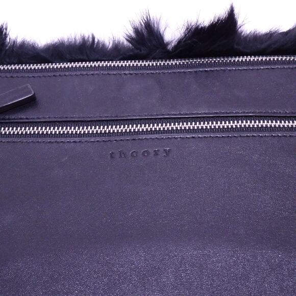 Theory Women's Transformer Rabbit Fur Wrap Clutch Purse Bag BLACK - Picture 9 of 11